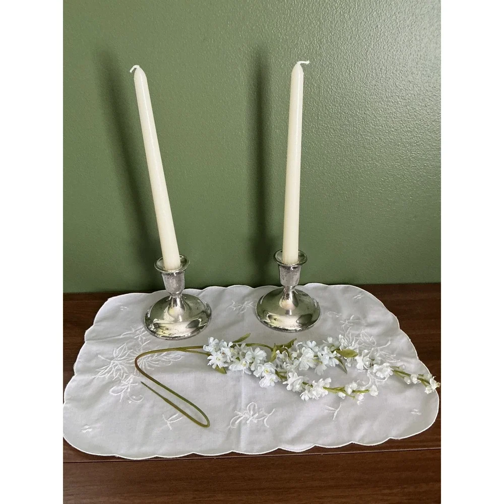 International‎ Silver Co Silver Plated Weighted Candlestick Holders Pair Vintage